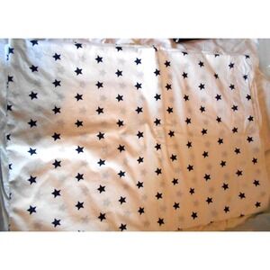 Pottery Barn Kids White With Stars Navy BLue Twin Flat Sheet Top Cotton Excellen